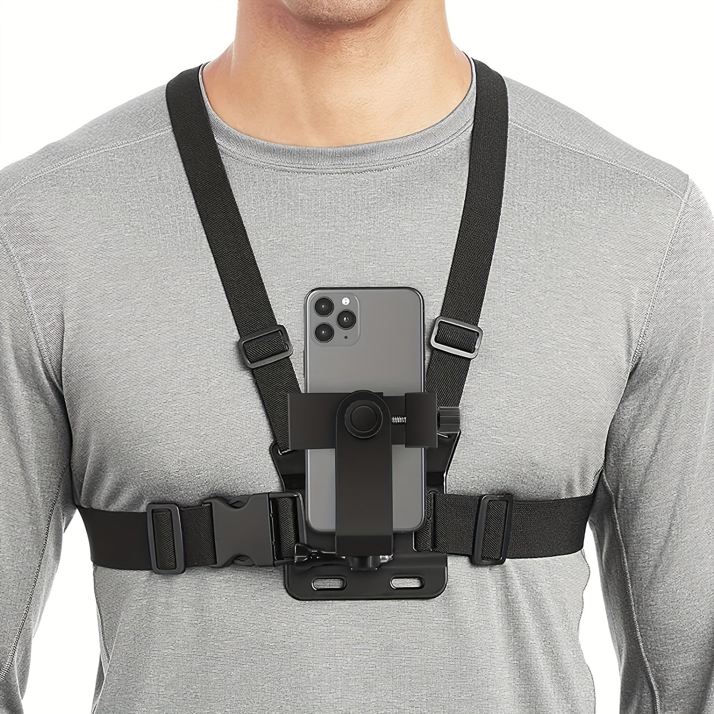 Durable Phone Holder 5-in-1 Chest Mount Phone Holder | Durable ABS Material, Adjustable Strap, Ergonomic Shoulder Design - Perfect for Vlogging, Fishing, Hiking & Live Streaming