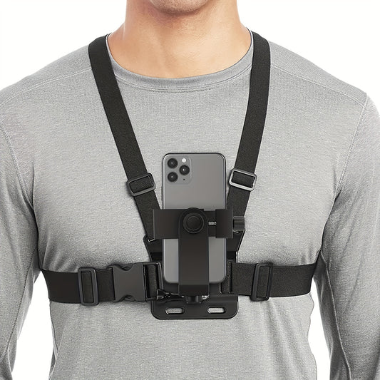 Durable Phone Holder 5-in-1 Chest Mount Phone Holder | Durable ABS Material, Adjustable Strap, Ergonomic Shoulder Design - Perfect for Vlogging, Fishing, Hiking & Live Streaming